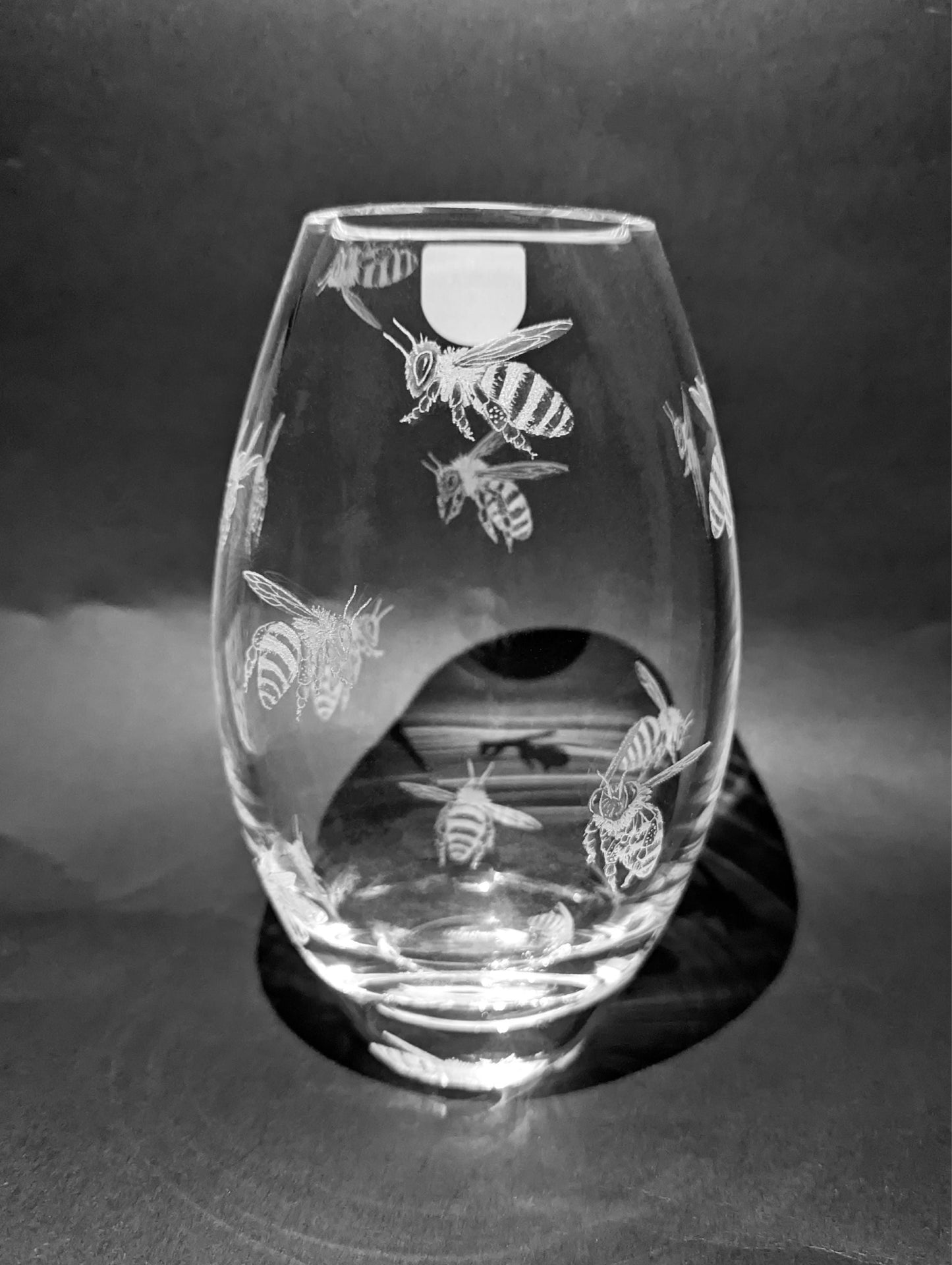 Honey Bee Crystal Vase - Hand Engraved Bee Gifts
