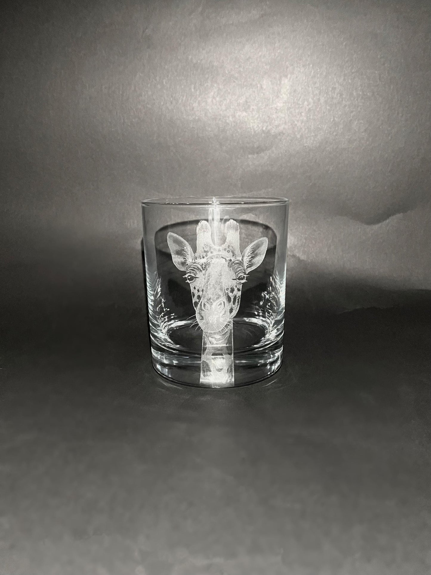 Hand Engraved Giraffe Whisky Glass - Unique Giraffe Gift