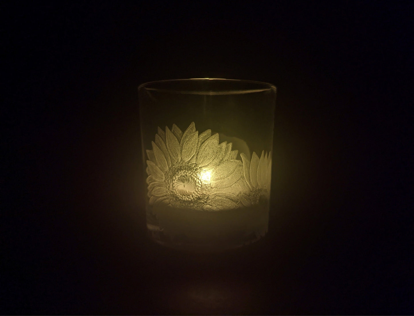Hand Engraved Sunflower Tealight Holder –  Flower Candle Gift