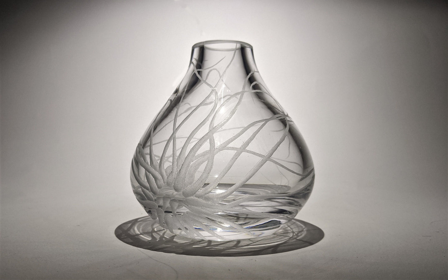 Hand Engraved Sea Anemone Vase - Ocean Themed Glass Gift