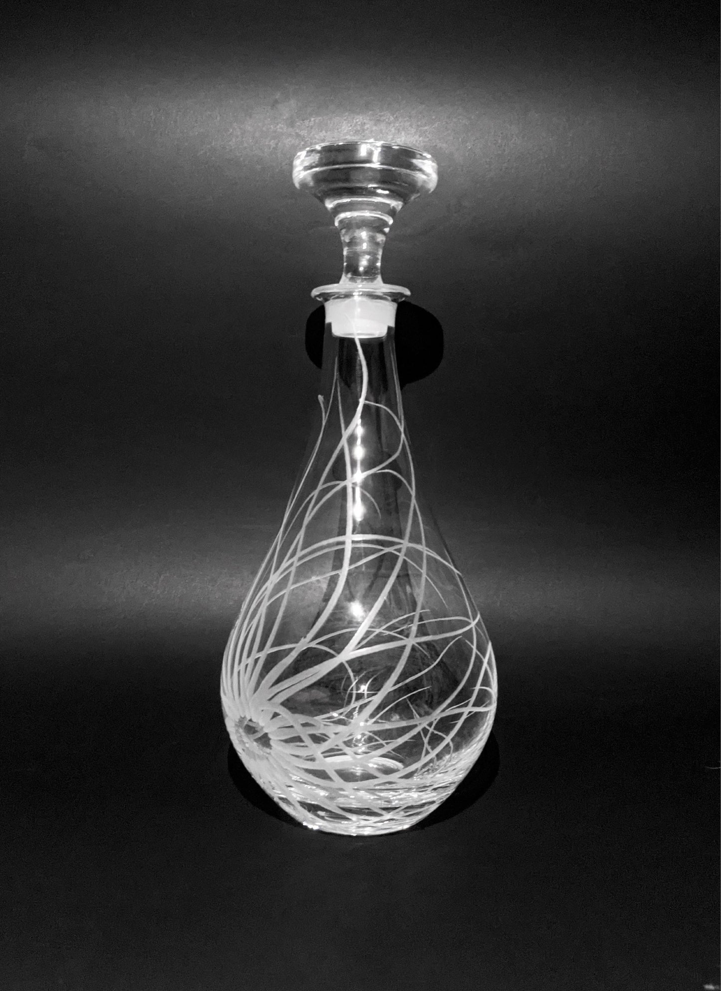 Hand Engraved Crystal Decanter - Sea Anemone Gifts