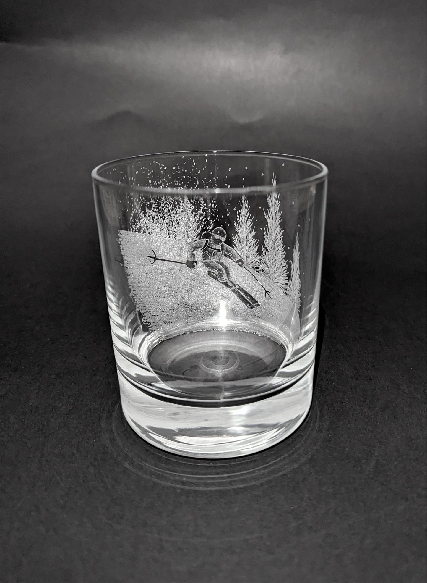 Hand Engraved Skiing Whisky Glasses - Unique Skier Gift