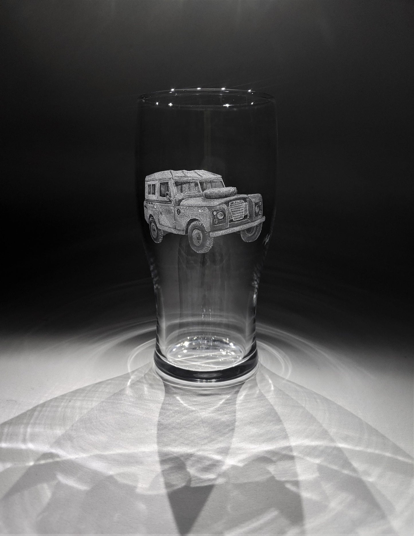 Hand Engraved Land Rover Pint Glass – Personalized Series 2 Design