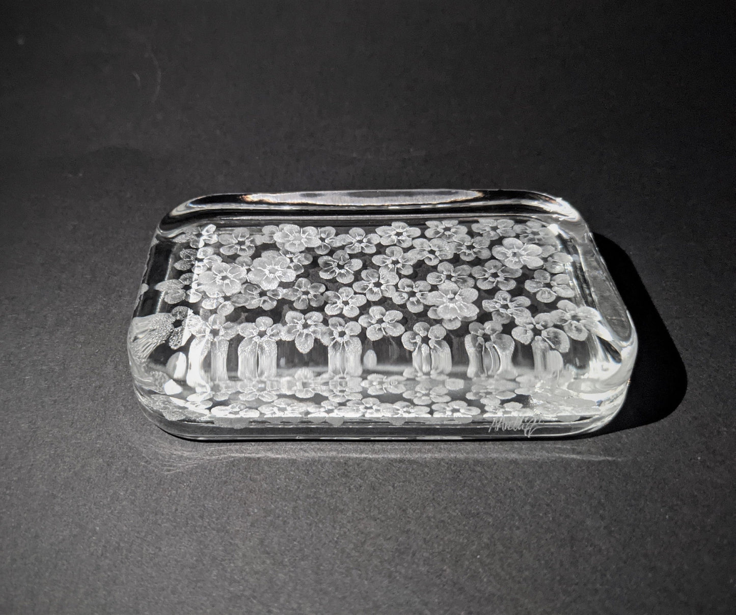 Engraved Forget Me Not Paperweight - Forget Me Not Flower Gift