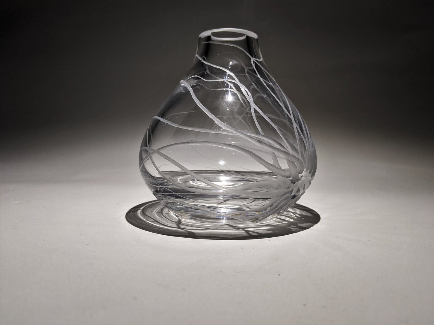 Hand Engraved Sea Anemone Vase - Ocean Themed Glass Gift