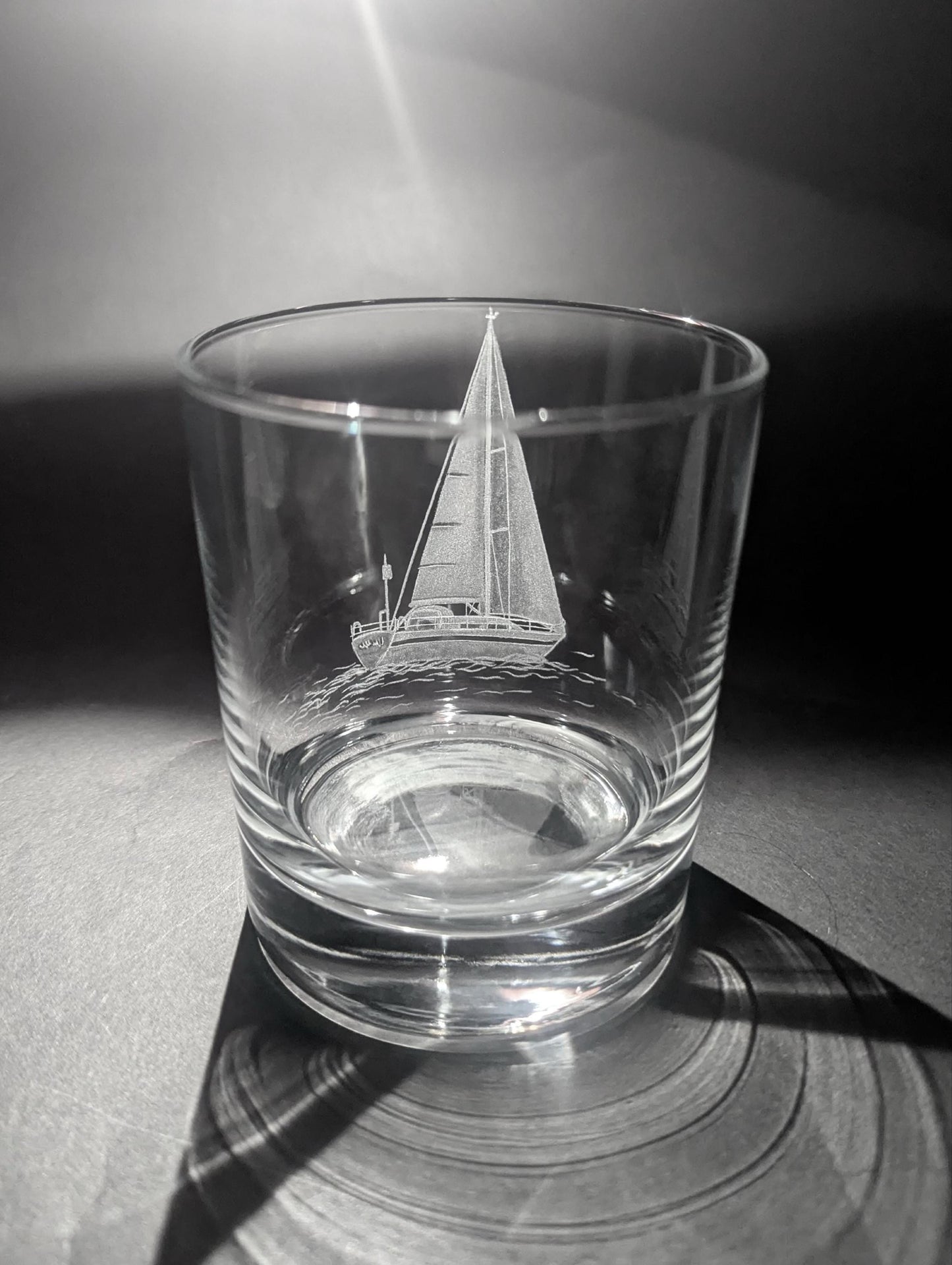 Hand Engraved Sailing Yacht Whisky Glass - Nautical Boat Gifts