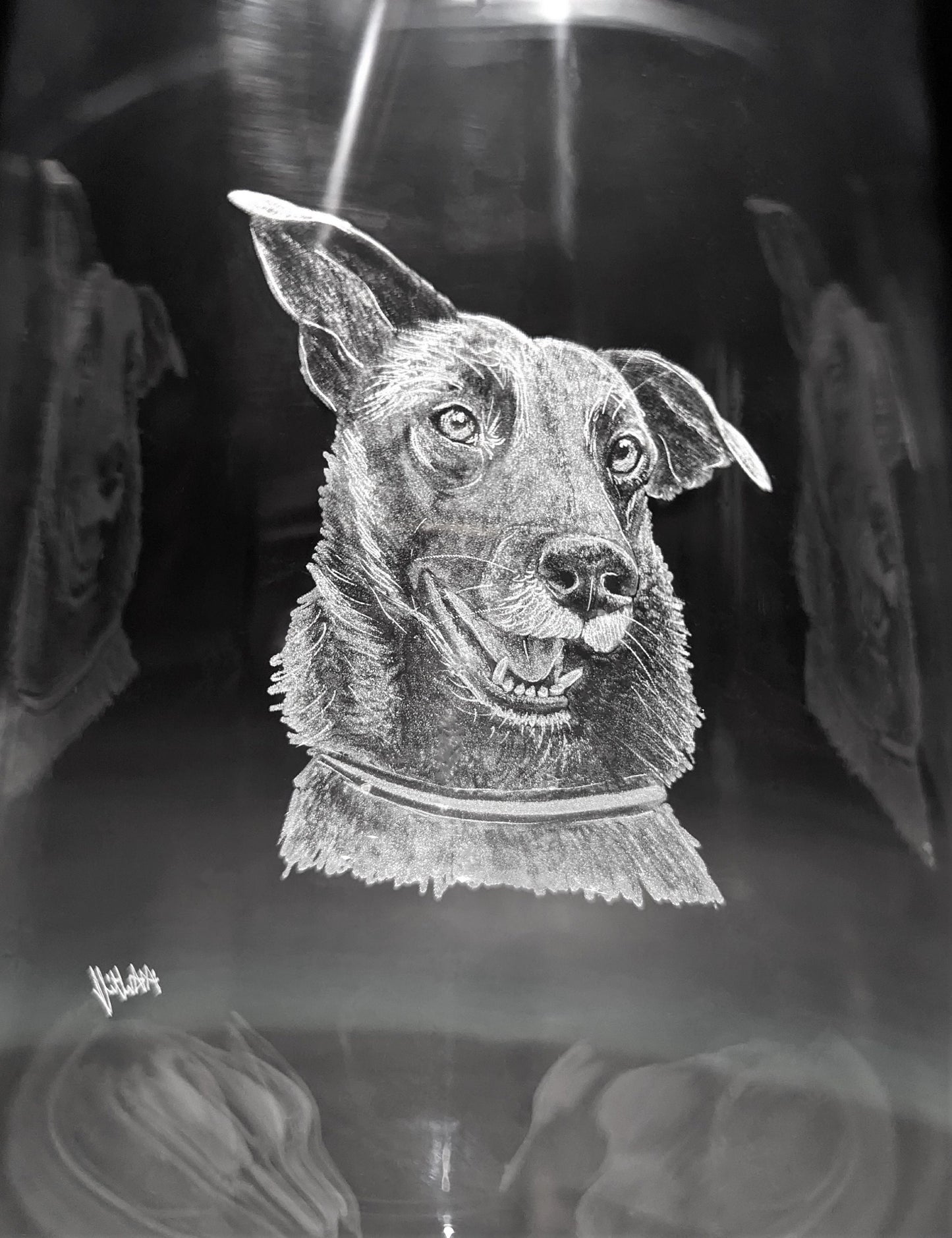 Hand Engraved Custom Pet Pint Glass – Personalised Pet Portrait Gift