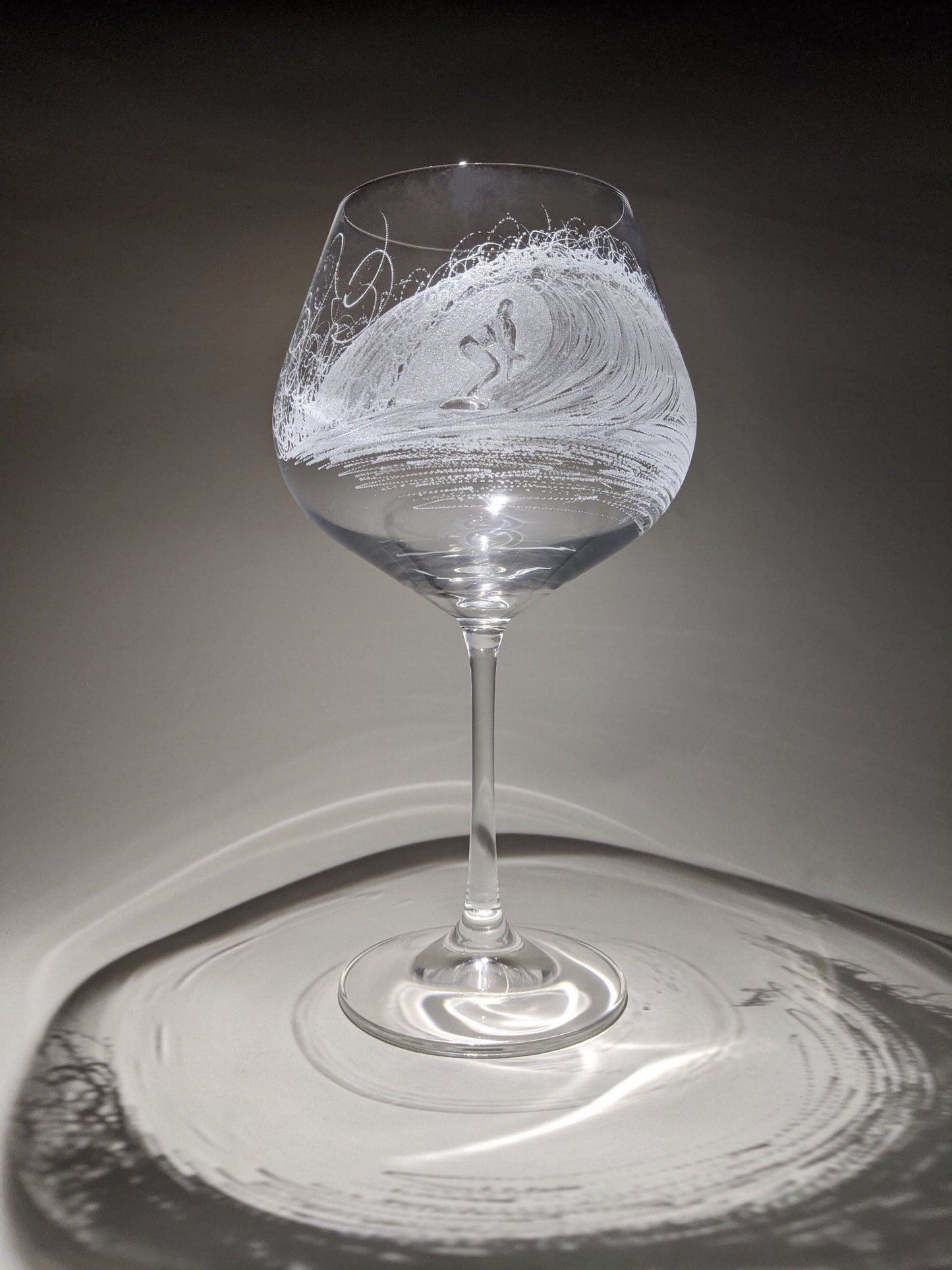 Hand Engraved Surfing Wave Gin Glass – Surfer Gift
