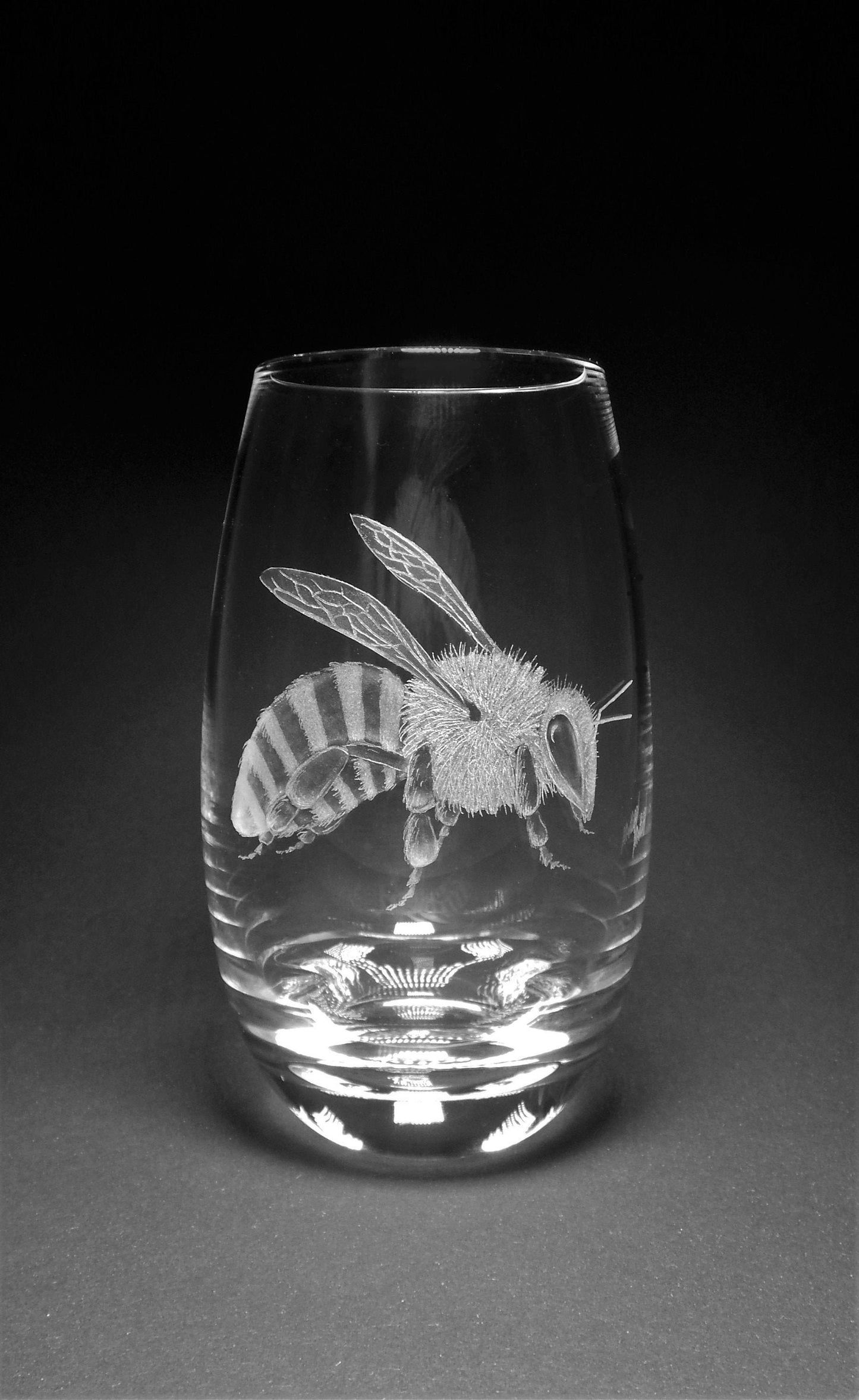 Hand Etched Bee Gift - Small Crystal Vase - Personalised Honey Bee Gift