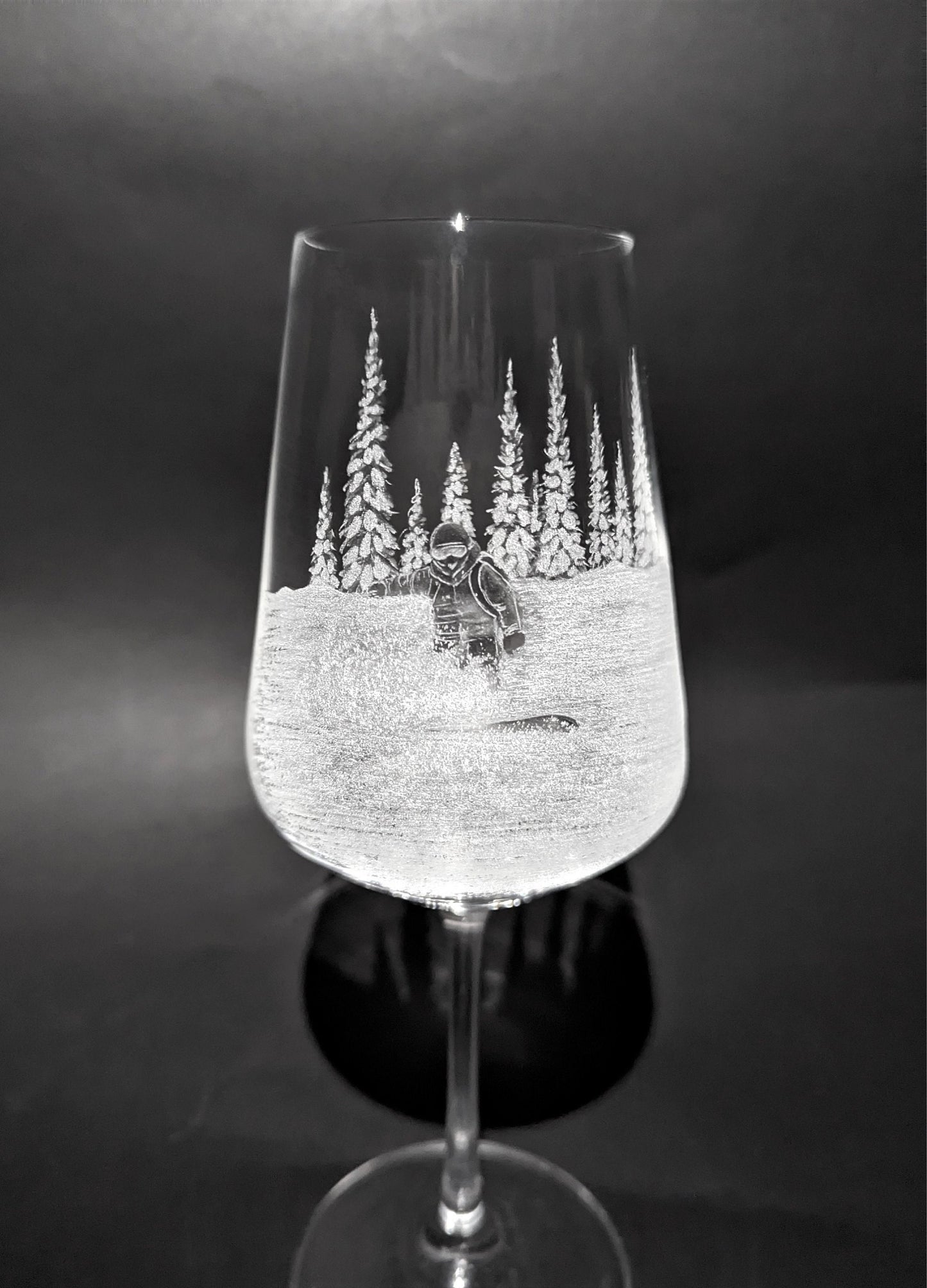 Personalised Snowboarding Wine Glass - Hand Engraved Snowboarder Gift