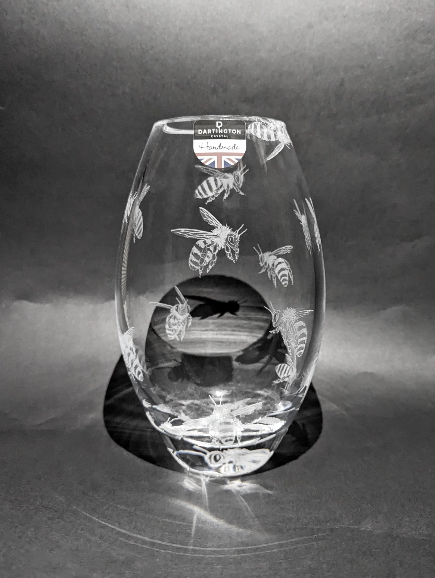 Honey Bee Crystal Vase - Hand Engraved Bee Gifts