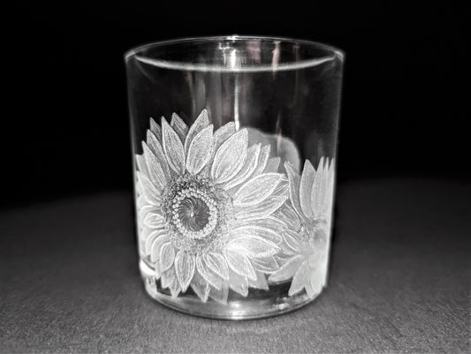 Hand Engraved Sunflower Tealight Holder –  Flower Candle Gift
