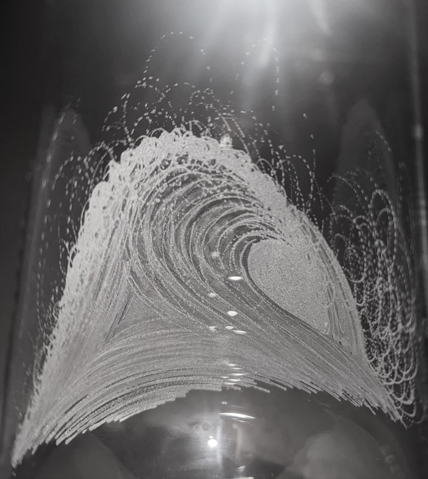 Hand Engraved Wave Wine Glass - Ocean Wave Gift