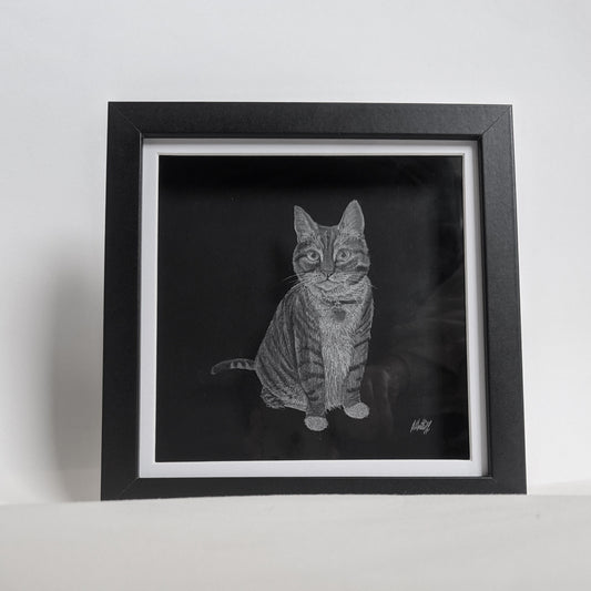 Custom Pet Portrait - Your Pet Hand Engraved on a Frame