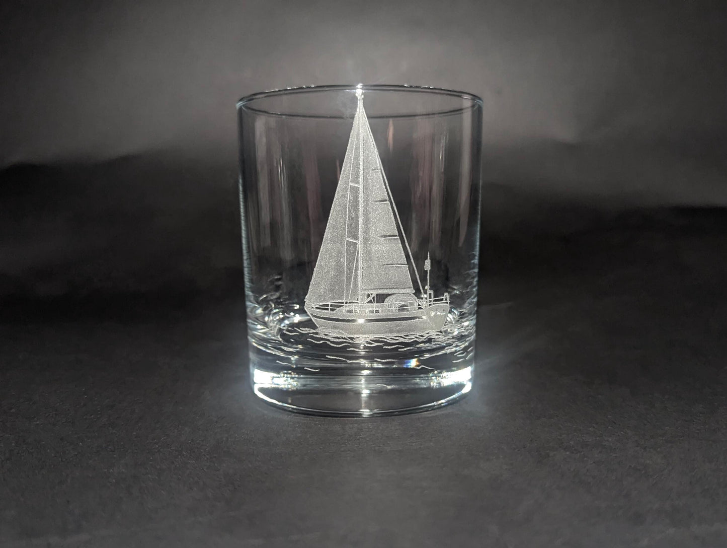 Hand Engraved Sailing Yacht Whisky Glass - Nautical Boat Gifts