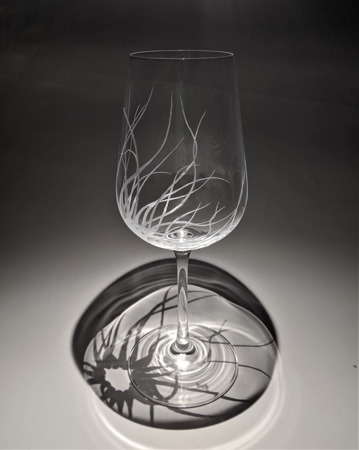 Hand Engraved Sea Anemone Wine Glass – Marine Life Ocean Gift