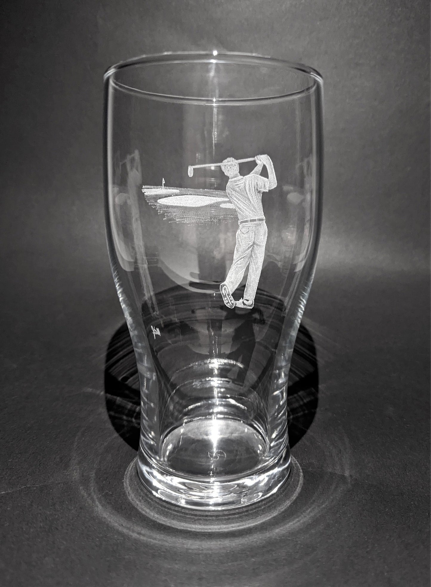 Hand Engraved Golf Beer Glass -  Personalised Golfer Gift