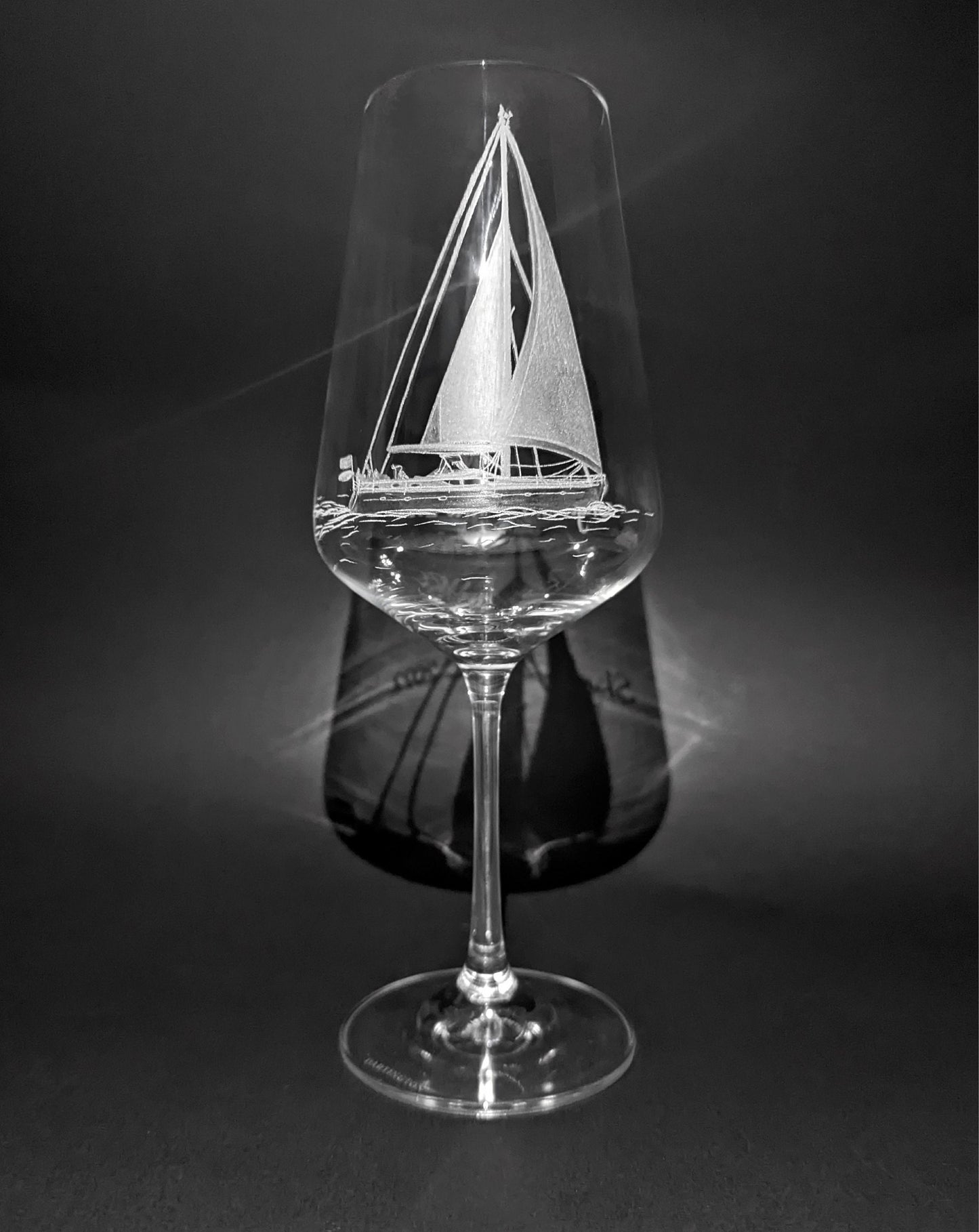 Custom Sailing Yacht Wine Glass - Your Boat Hand Engraved Gift