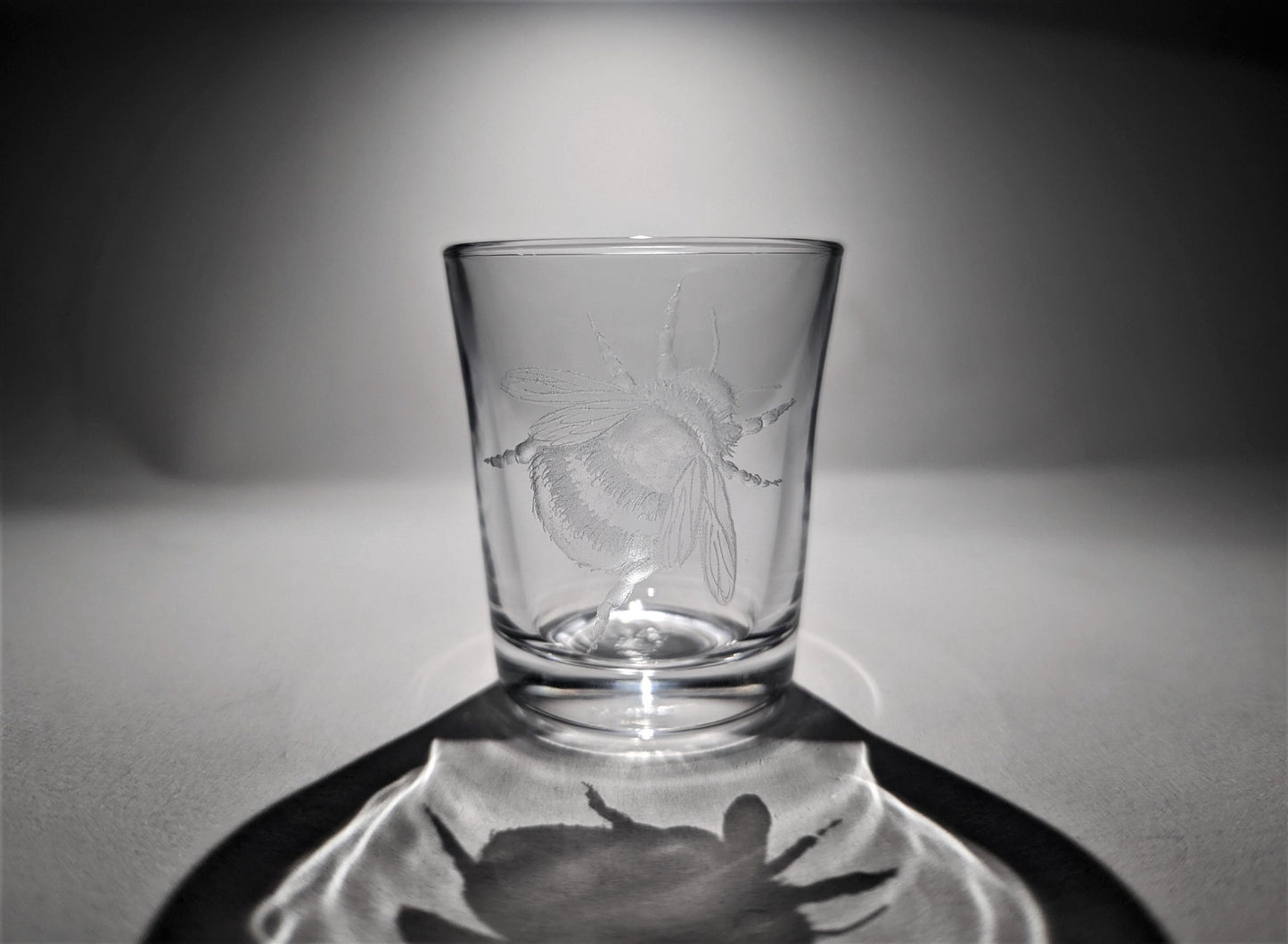 Hand Engraved Bumblebee Shot Glass - Bee Gift