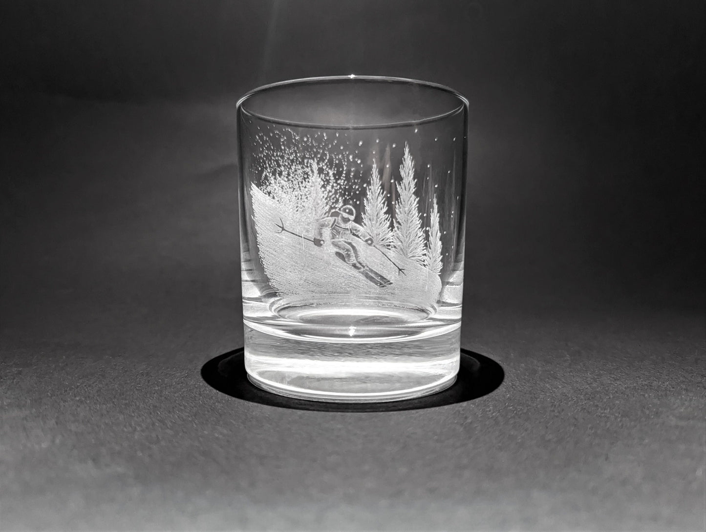 Hand Engraved Skiing Whisky Glasses - Unique Skier Gift