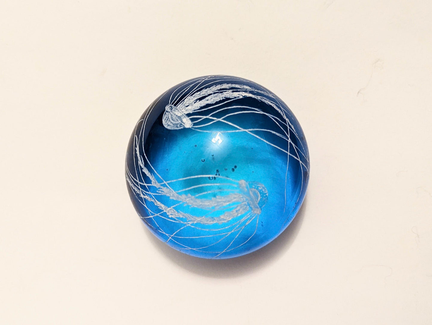 Unique Jellyfish Paperweight - Blue Glass Paperweight
