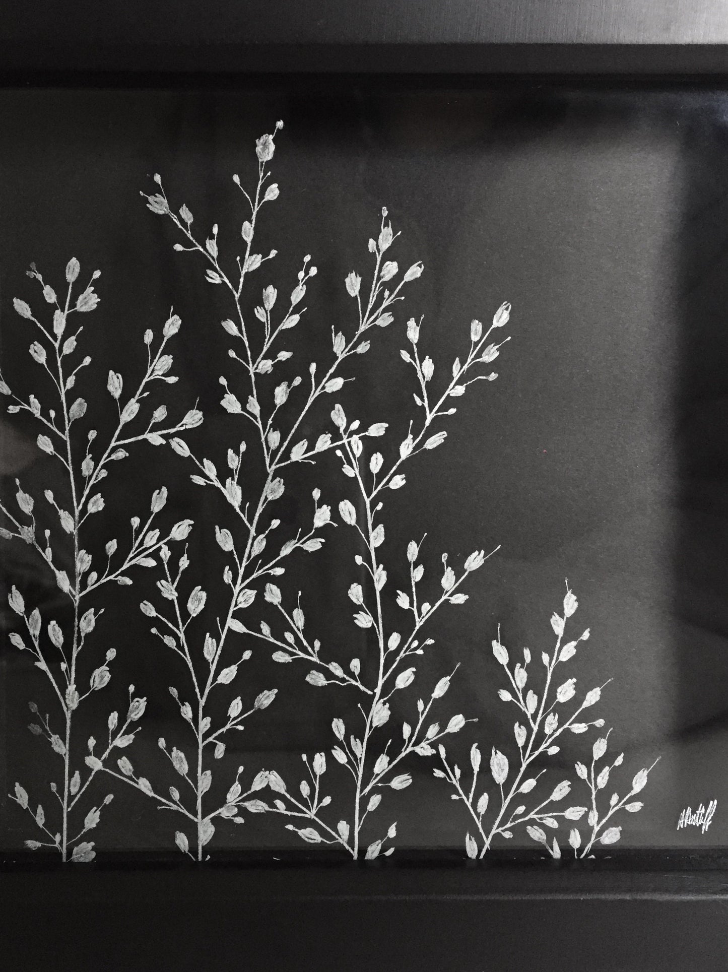 Hand Engraved Floral Glass Frame - Gypsophila Flower Gift
