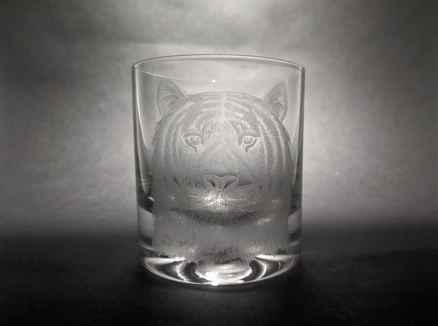 Hand Engraved Tiger Whisky Glass - Unique Tiger Gifts
