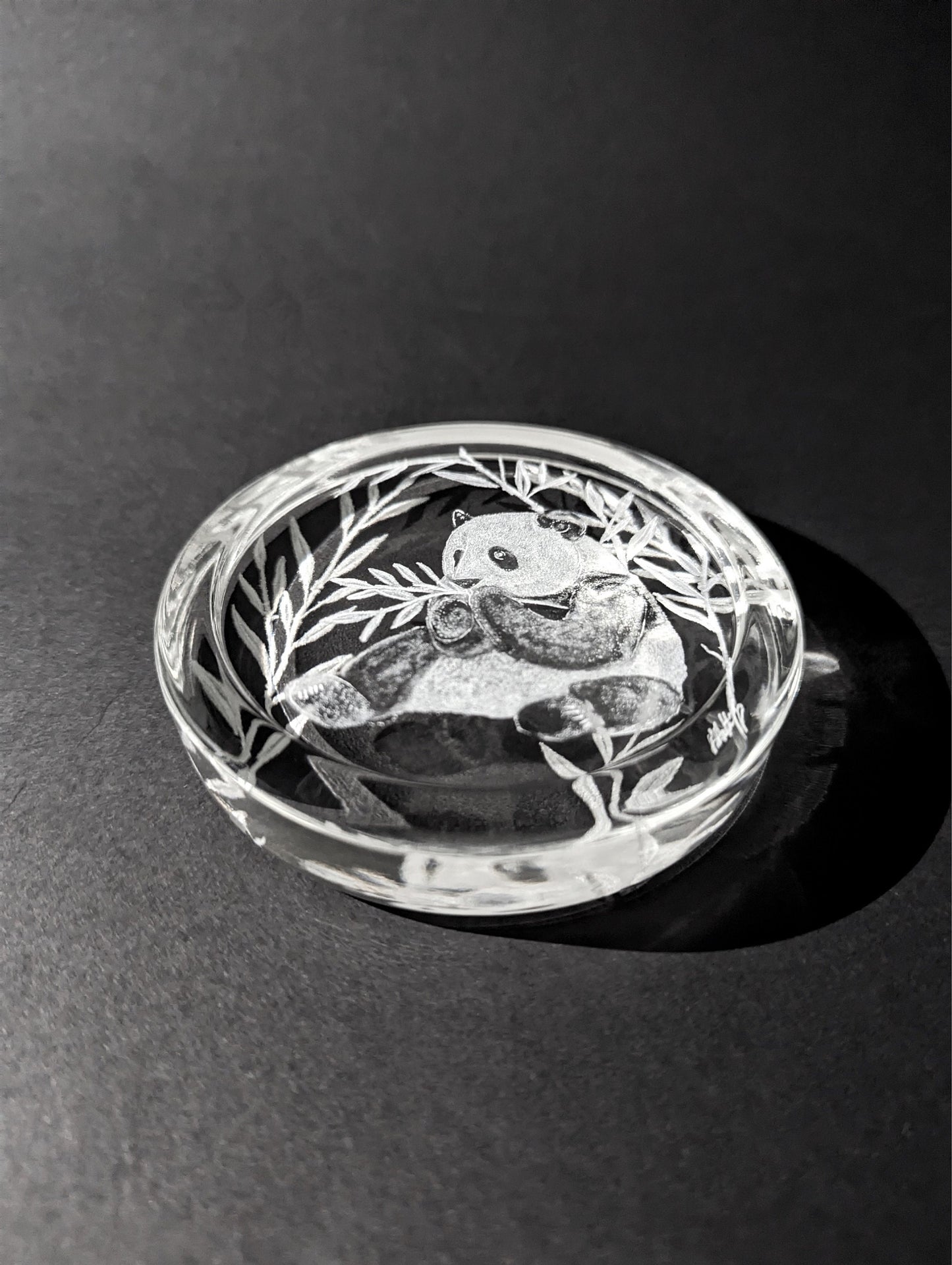 Engraved Panda Paperweight - Glass Paperweight Panda Bear Gift