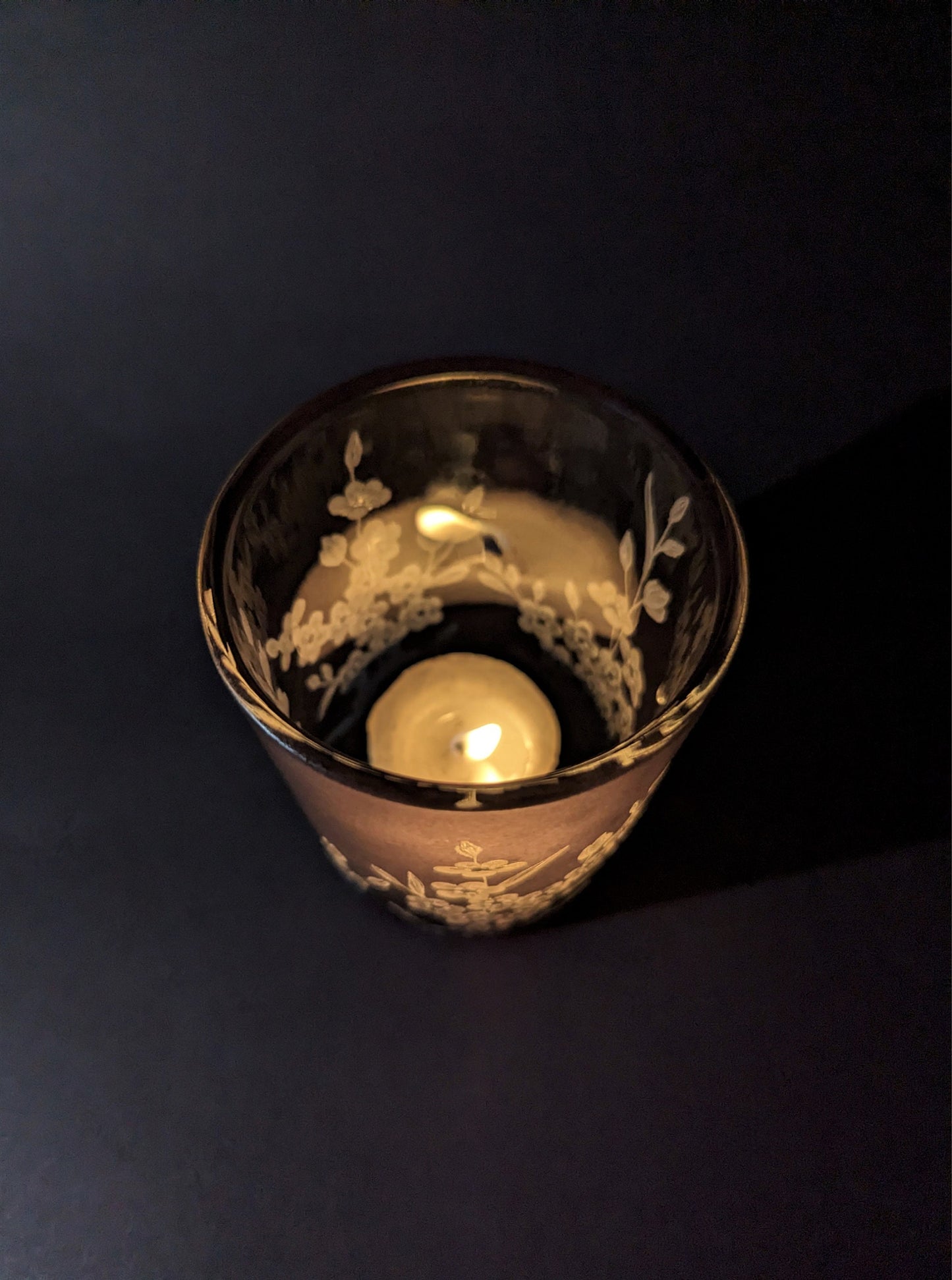 Black Forget Me Not Tealight Holder - Floral Candle Holder