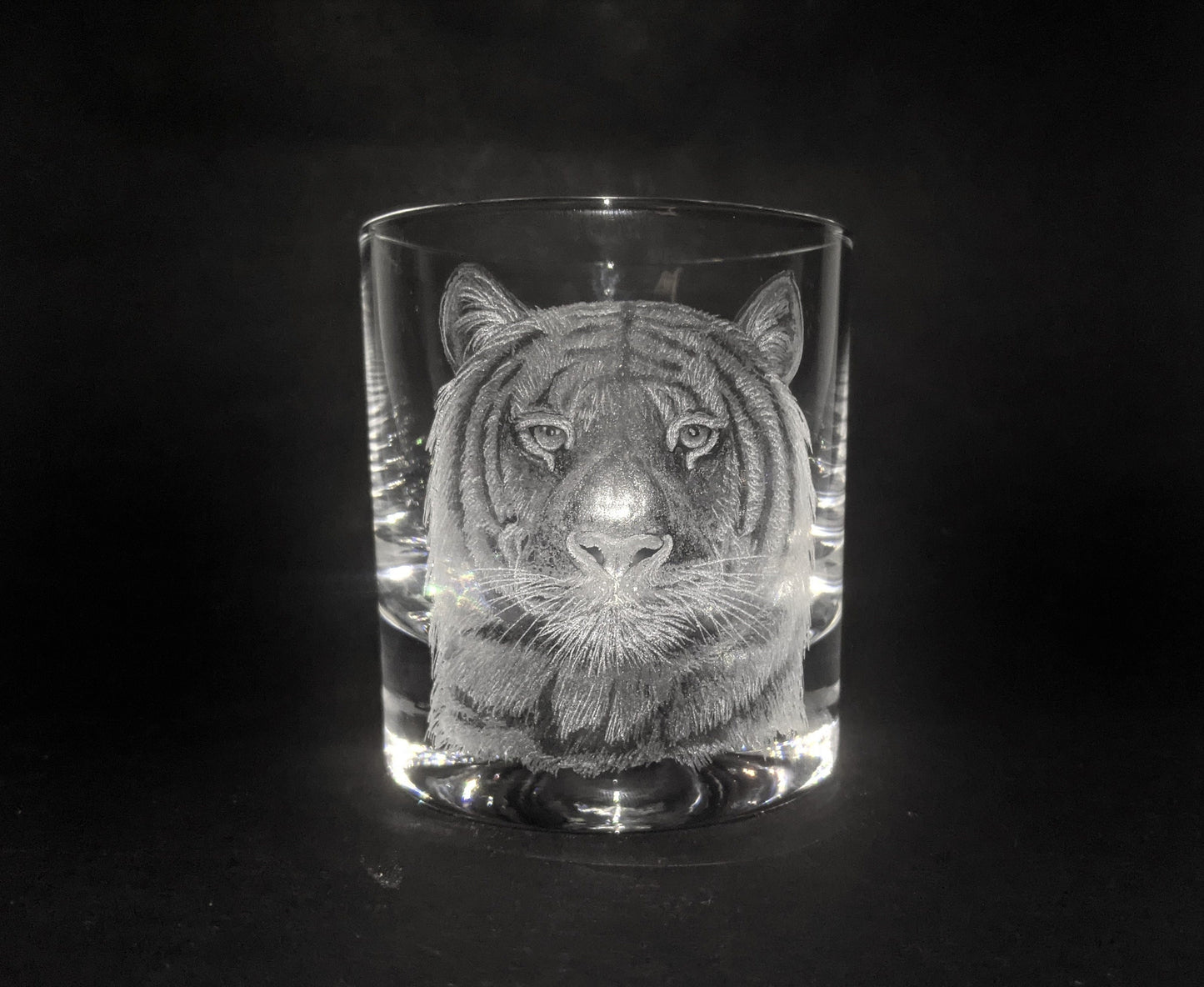 Hand Engraved Tiger Whisky Glass - Unique Tiger Gifts