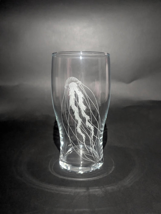 Hand Engraved Jellyfish Pint Glass - Jellyfish Beer Gift