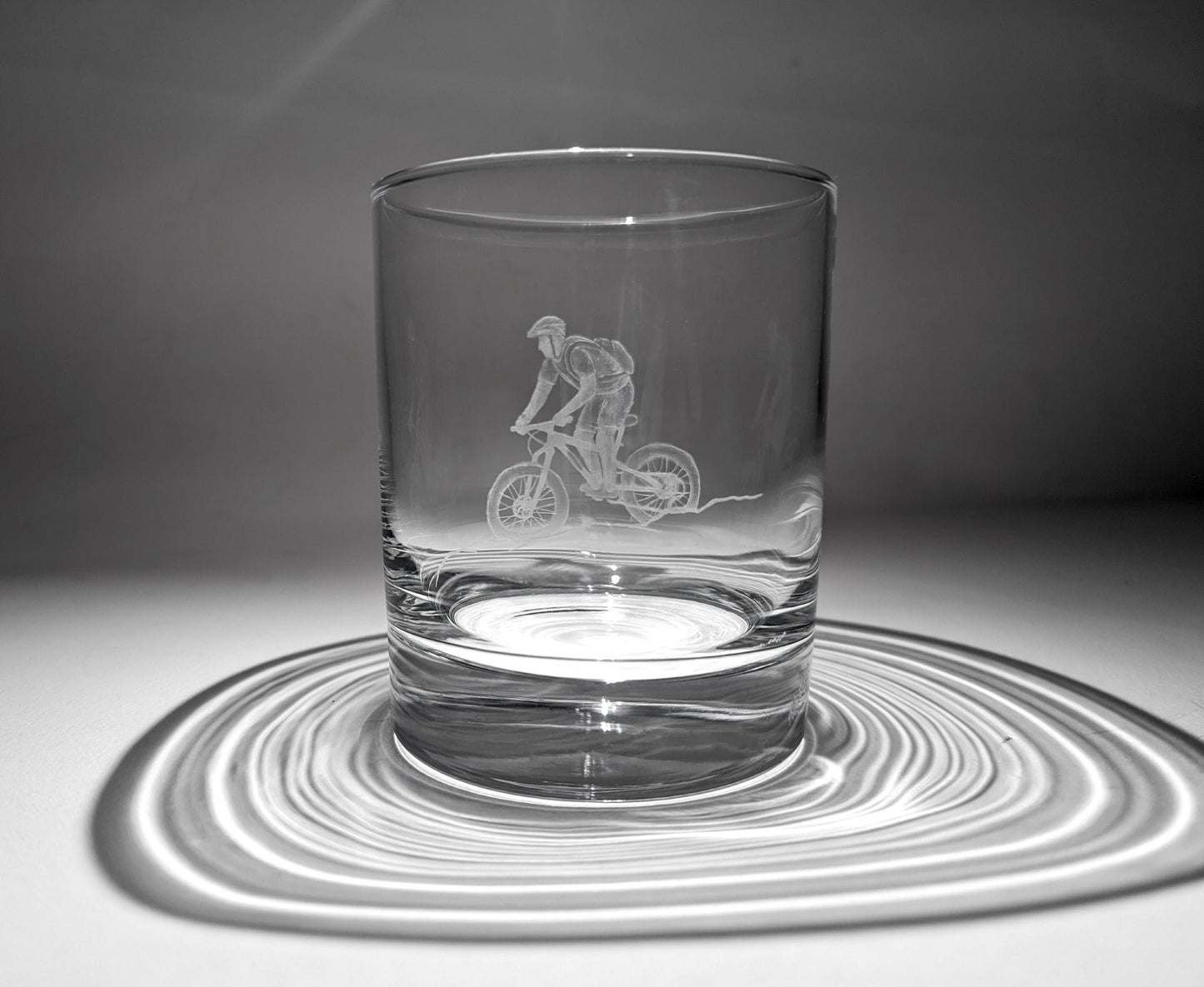 Hand Engraved Mountain Bike Glass - Mountain Biker Whisky Glass