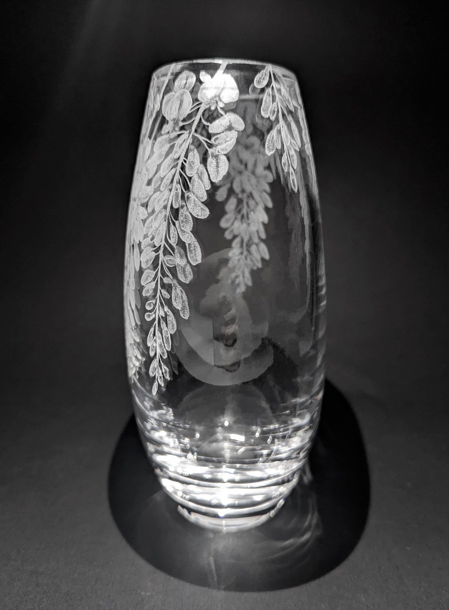Unique Hand Engraved Wisteria Vase - Dartington Crystal Floral Gift