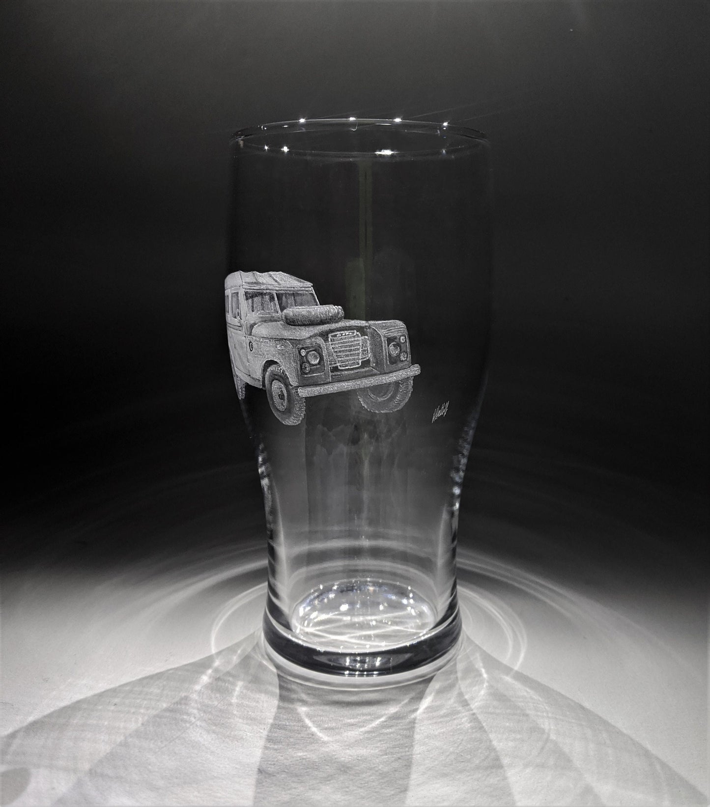 Hand Engraved Land Rover Pint Glass – Personalized Series 2 Design