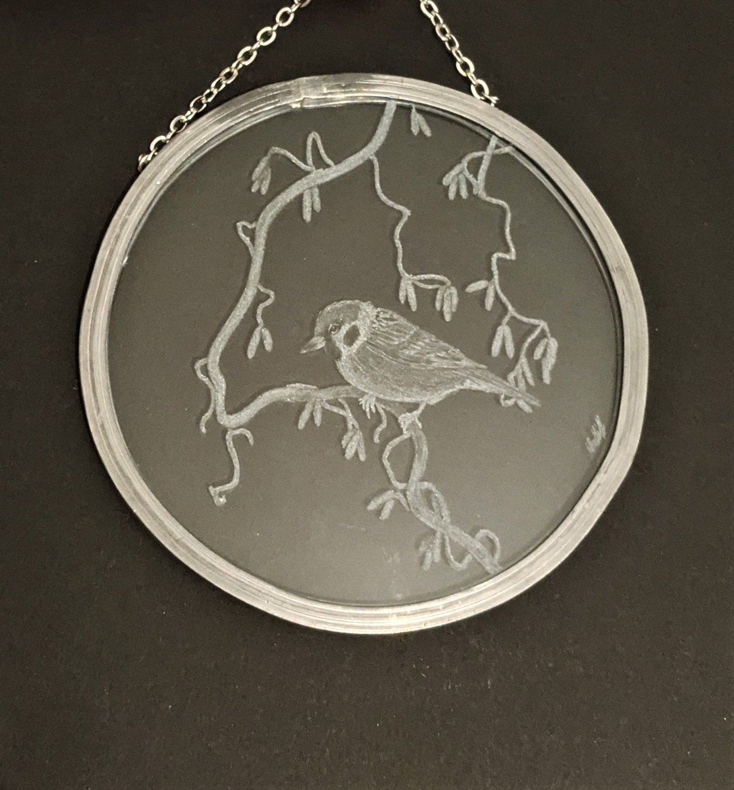 Hand Engraved Sparrow Garden Hanging Decoration - Bird Sun Catcher Gift