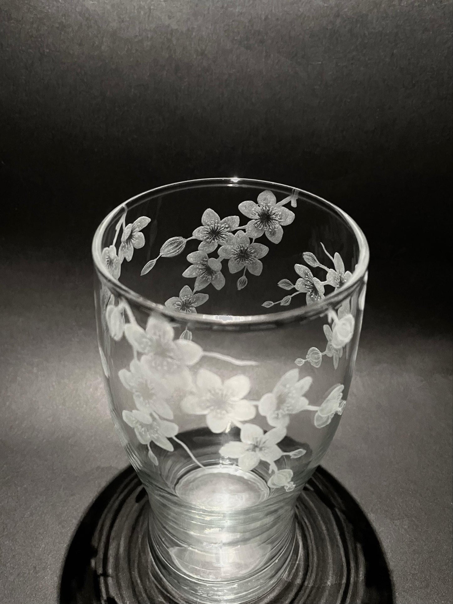 Hand Engraved Cherry Blossom Pint Glass – Personalised Floral Beer Glass