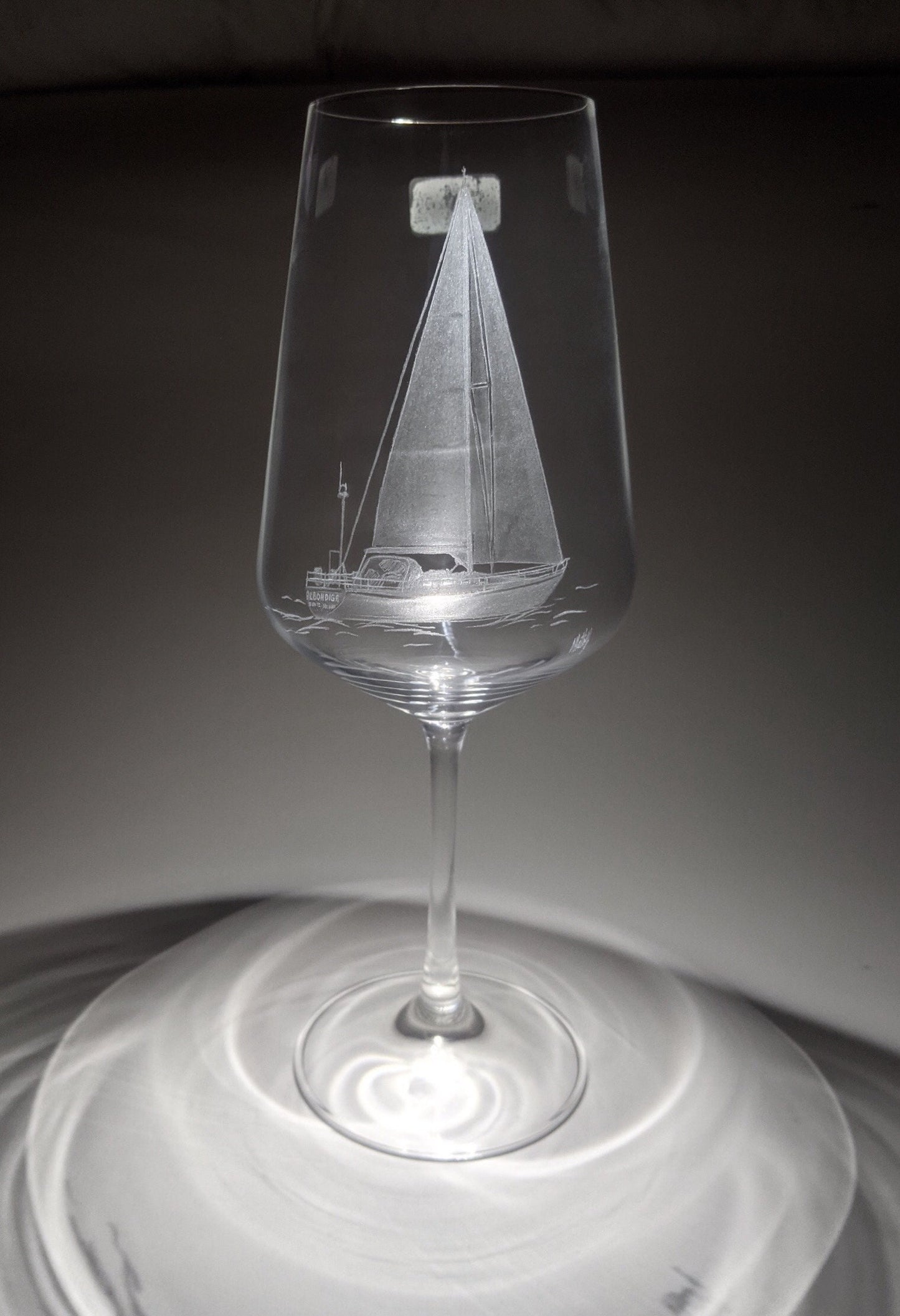 Custom Sailing Yacht Wine Glass - Your Boat Hand Engraved Gift