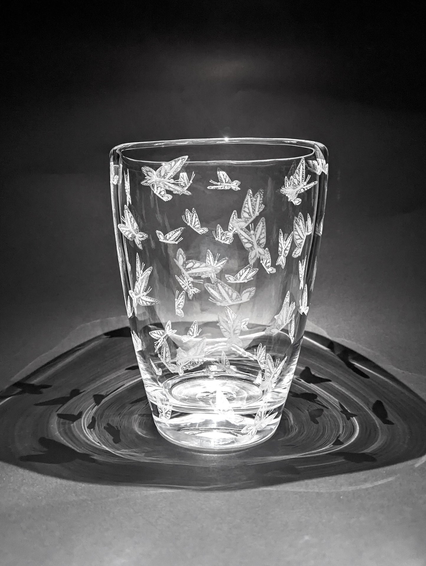 Hand Engraved Butterflies Gift - Unique Etches Butterfly Vase