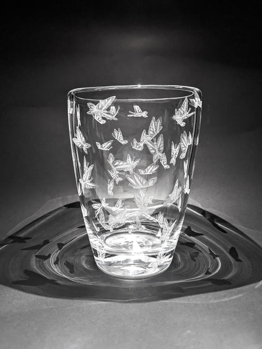 Hand Engraved Butterflies Gift - Unique Etches Butterfly Vase