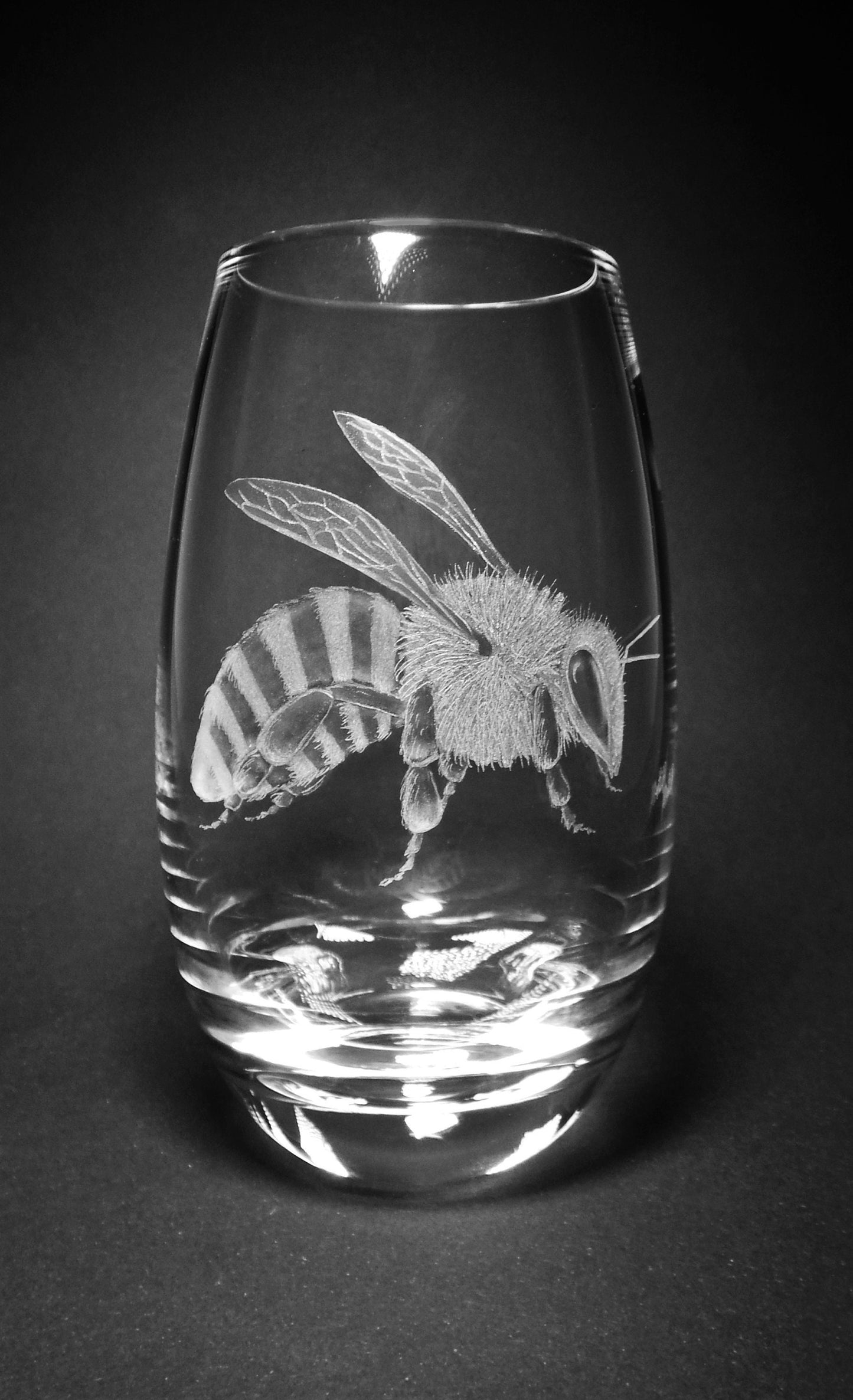 Hand Etched Bee Gift - Small Crystal Vase - Personalised Honey Bee Gift