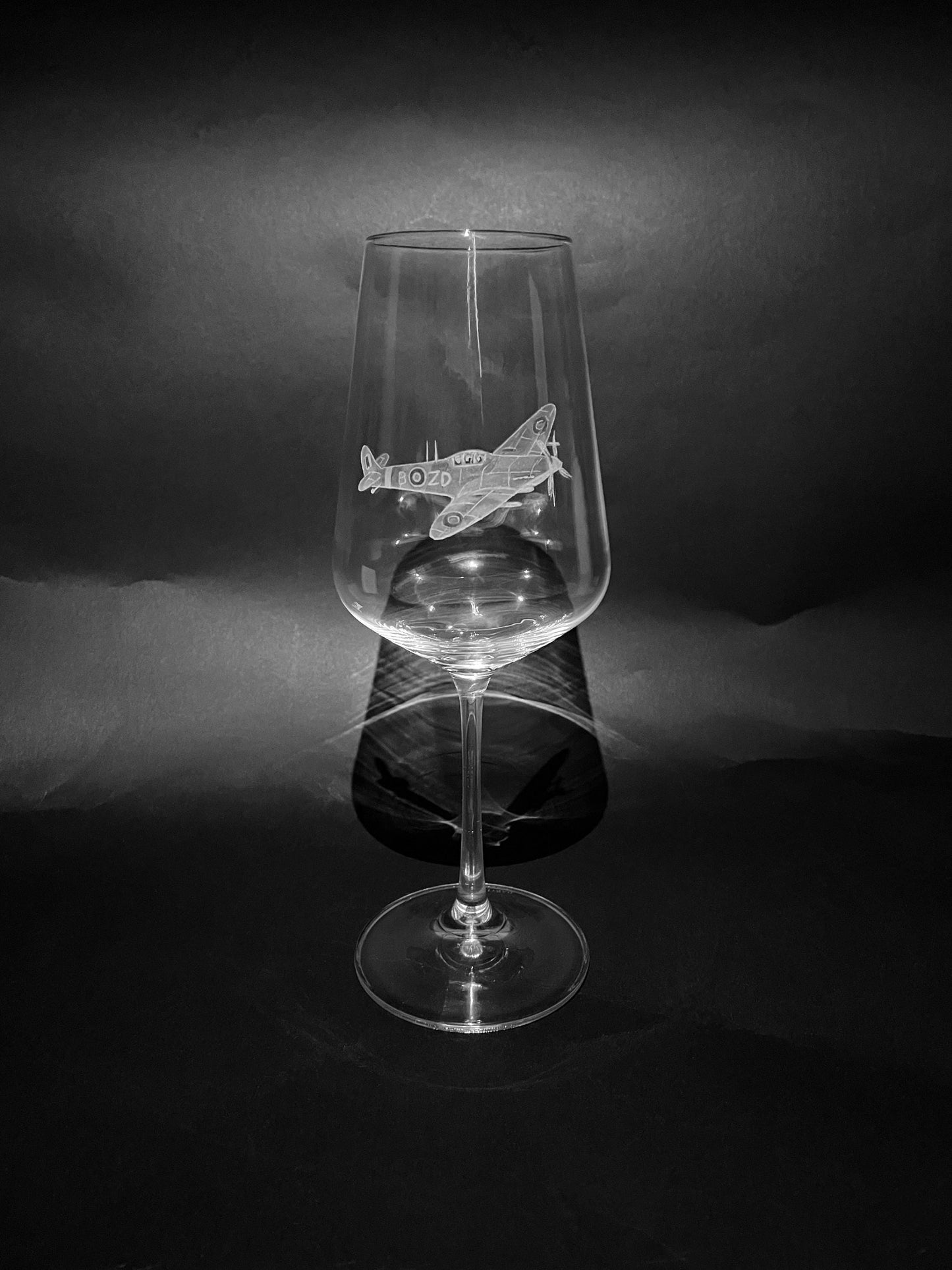Spitfire Wine Glass - Spitfire Glass - Hand Engraved Spitfire - Spitfire Art- Spitfire Gift - Wine Glasses - Engraved Glass - Spitfire Plane