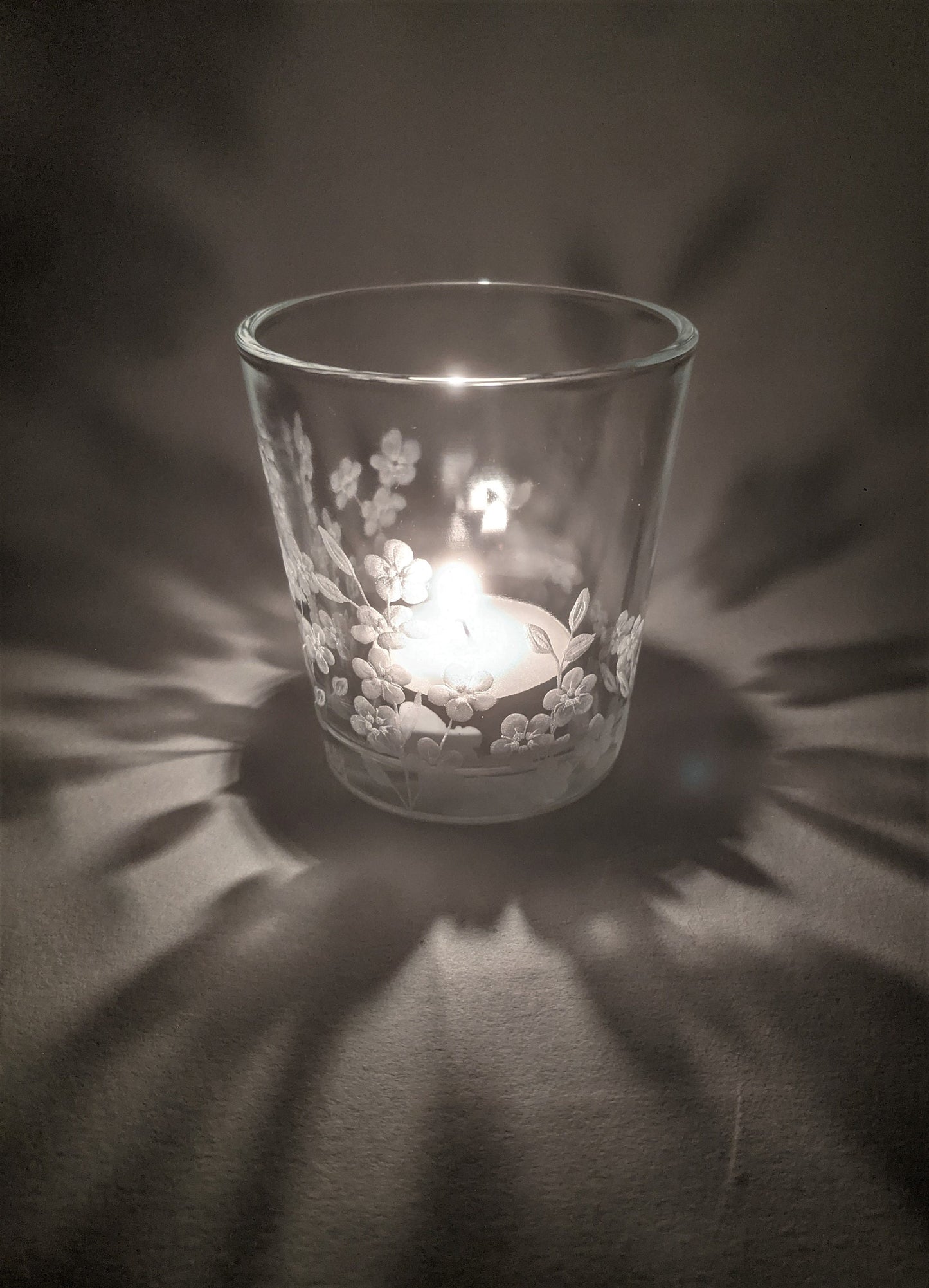 Hand Engraved Forget Me Not Tealight Holder - Forget Me Not Personalised Keepsake
