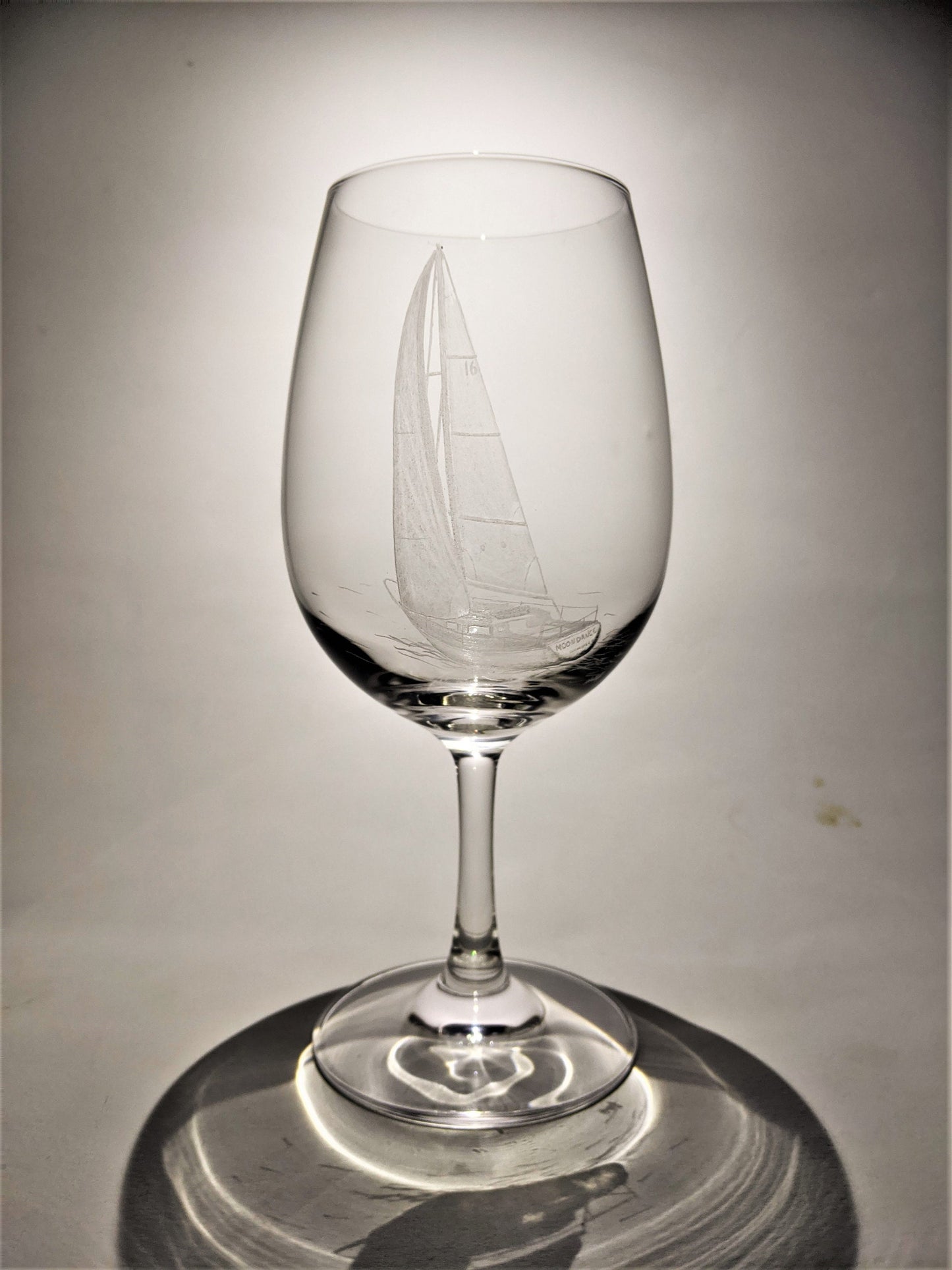 Custom Sailing Yacht Wine Glass - Your Boat Hand Engraved Gift