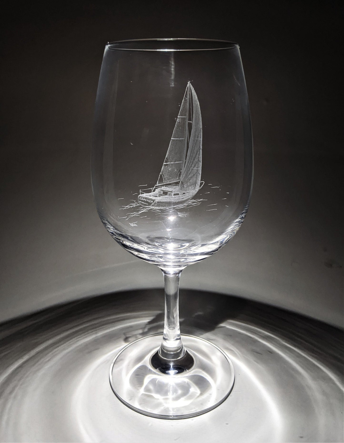 Custom Sailing Yacht Wine Glass - Your Boat Hand Engraved Gift