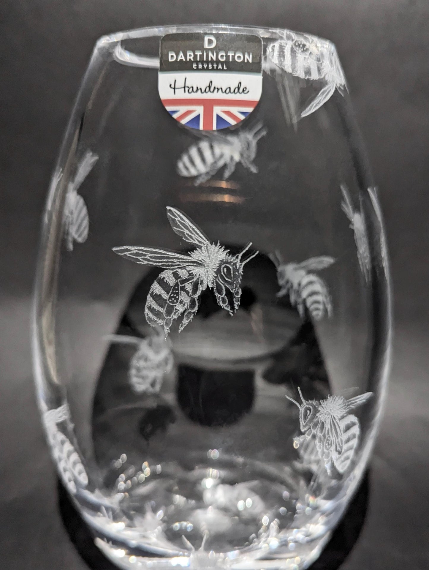Honey Bee Crystal Vase - Hand Engraved Bee Gifts