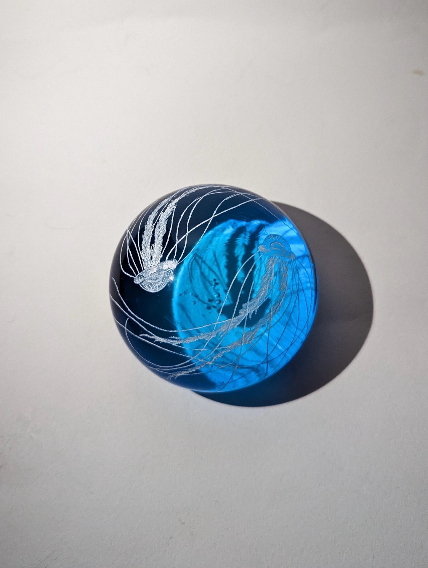 Unique Jellyfish Paperweight - Blue Glass Paperweight