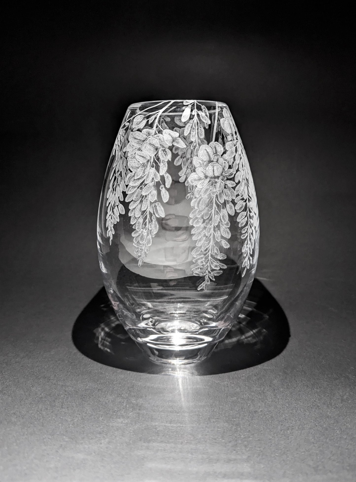 Unique Hand Engraved Wisteria Vase - Dartington Crystal Floral Gift