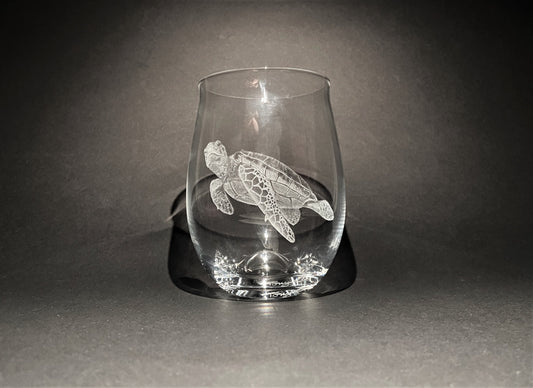 Customised Sea Turtle Stemless Wine Glass - Unique Turtle Gift