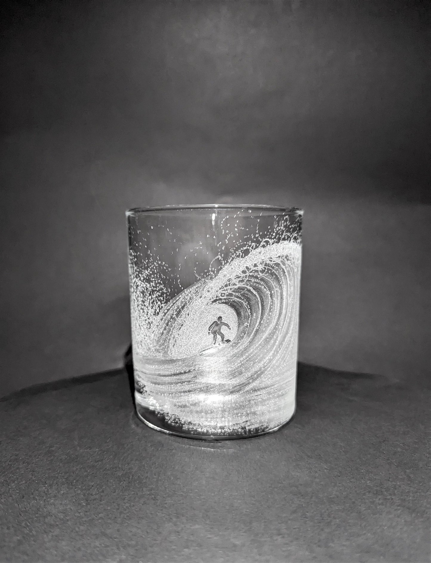Hand Engraved Surfing Whisky Glass - Gift For Surfers