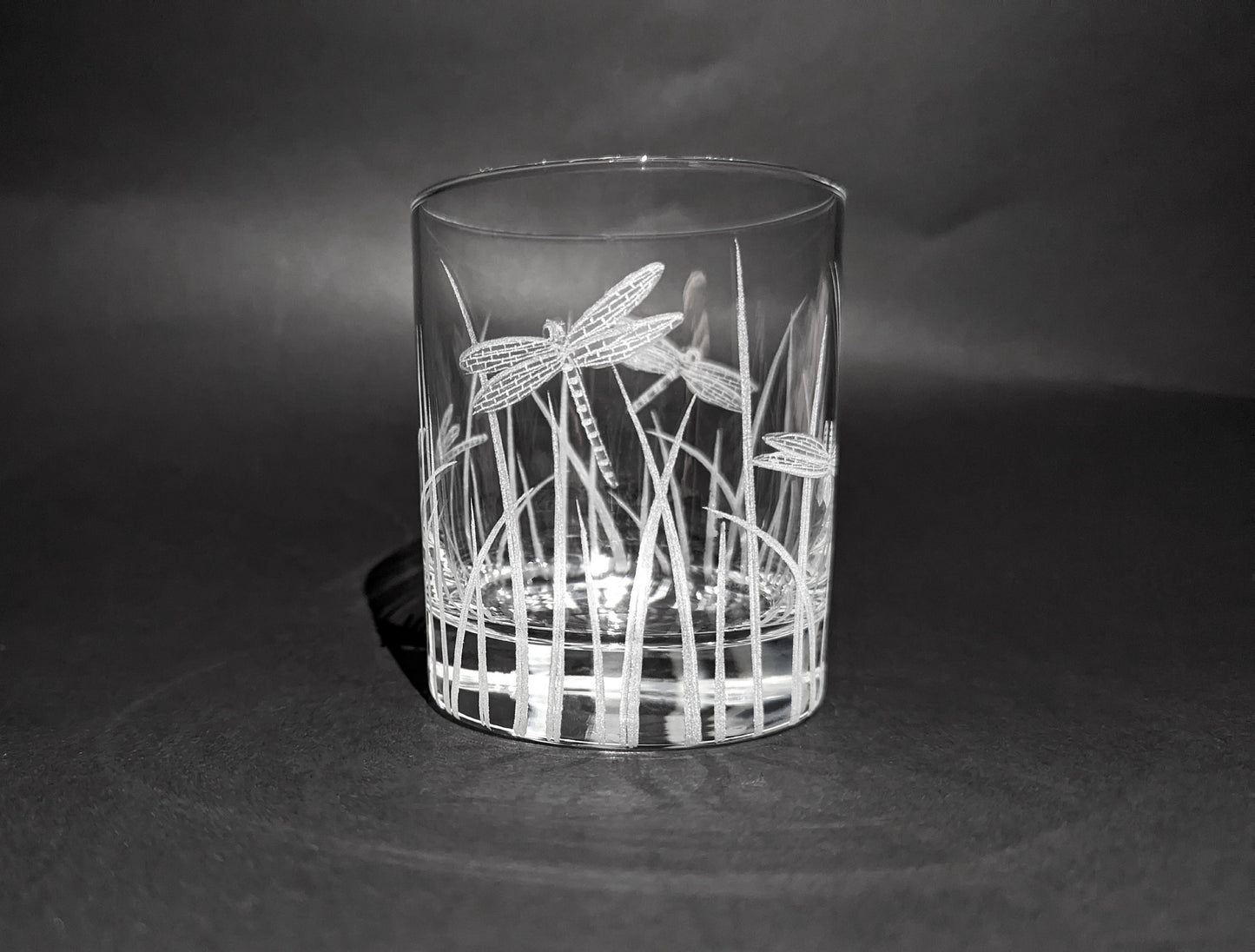 Hand Engraved Dragonfly Whisky Glass - Dragonfly Glass Gift